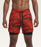 Men's 2-in-1 Camo Training Short - Crimson Camo