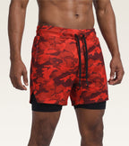 Men's 2-in-1 Camo Training Short - Crimson Camo