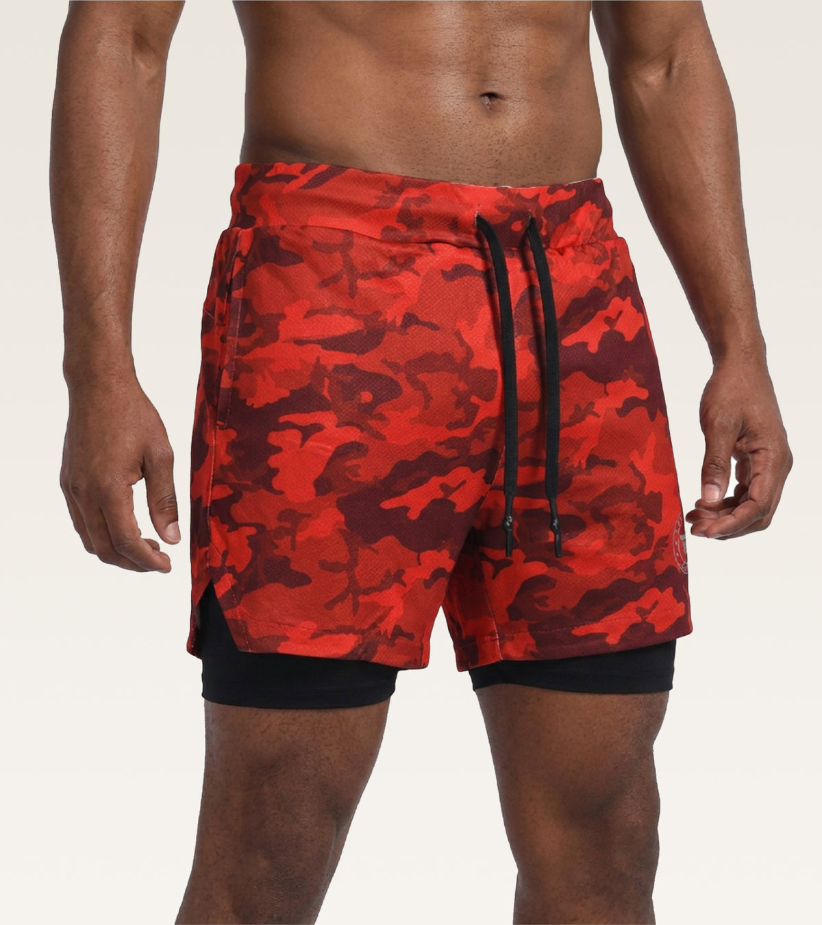 Men's 2-in-1 Camo Training Short - Crimson Camo