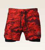 Men's 2-in-1 Camo Training Short - Crimson Camo