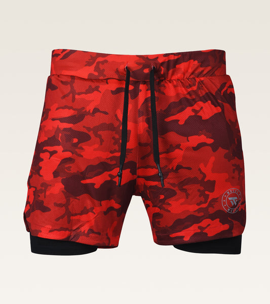 Men's 2-in-1 Camo Training Short - Crimson Camo