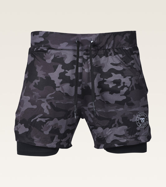 Men's 2-in-1 Camo Training Short - Charcoal Camo