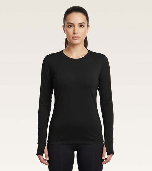 Core Long Sleeve Training Top (Ladies Plain Shirt) - Black