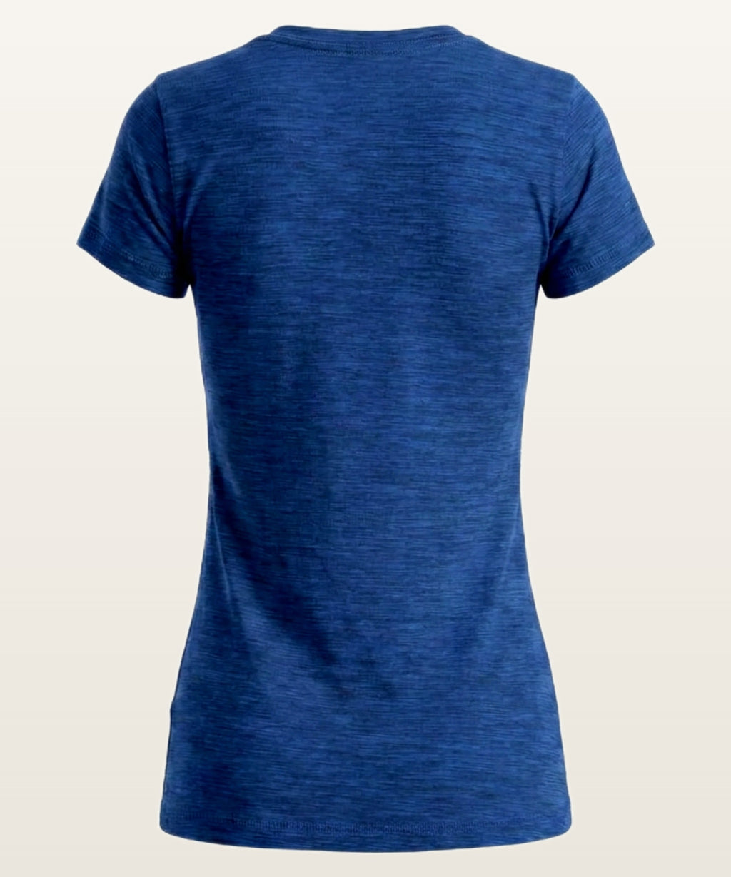 Women's Essential V-Neck Tee - (Lycra Shirts) Navy Melange