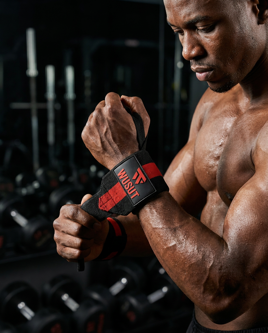 Adjustable Weightlifting Wrist Wraps - Black / Red