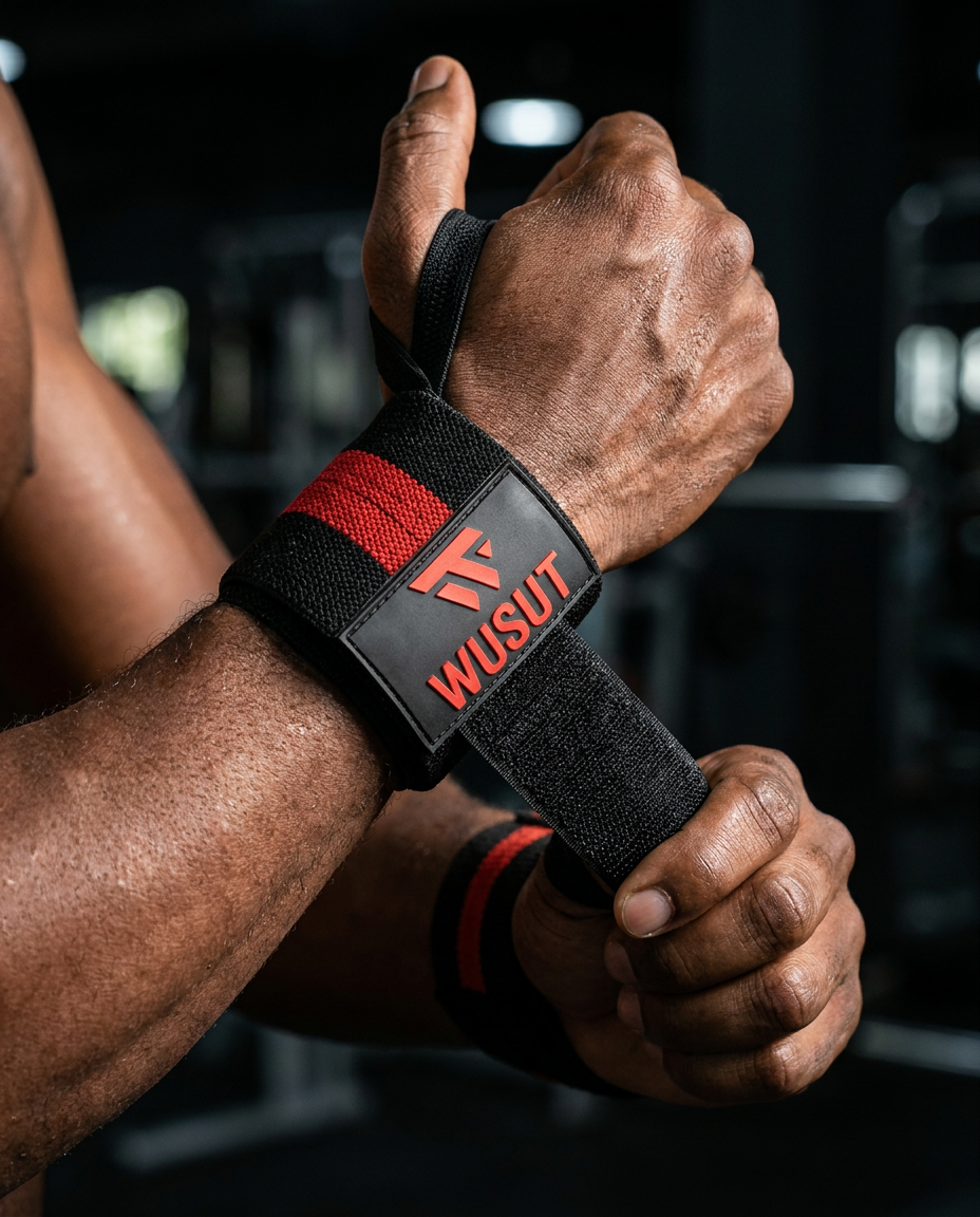 Adjustable Weightlifting Wrist Wraps - Black / Red