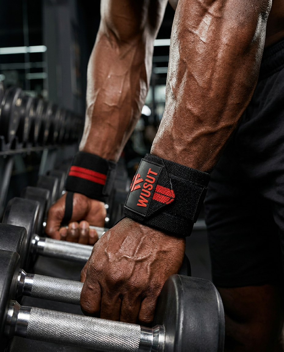 Adjustable Weightlifting Wrist Wraps - Black / Red