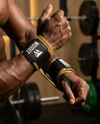 Adjustable Weightlifting Wrist Wraps - Black / Beige