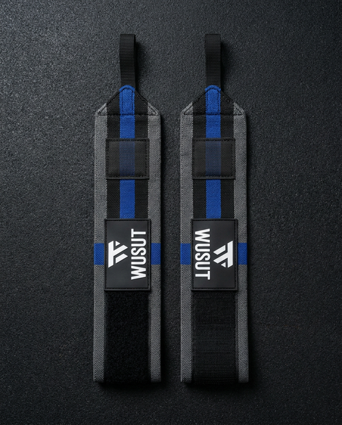 Adjustable Weightlifting Wrist Wraps - Grey / Blue