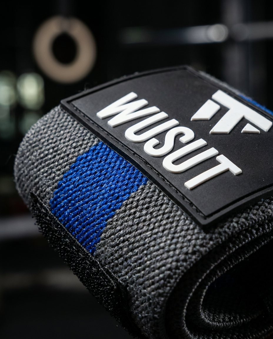 Adjustable Weightlifting Wrist Wraps - Grey / Blue