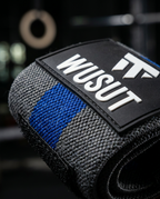 Adjustable Weightlifting Wrist Wraps - Grey / Blue