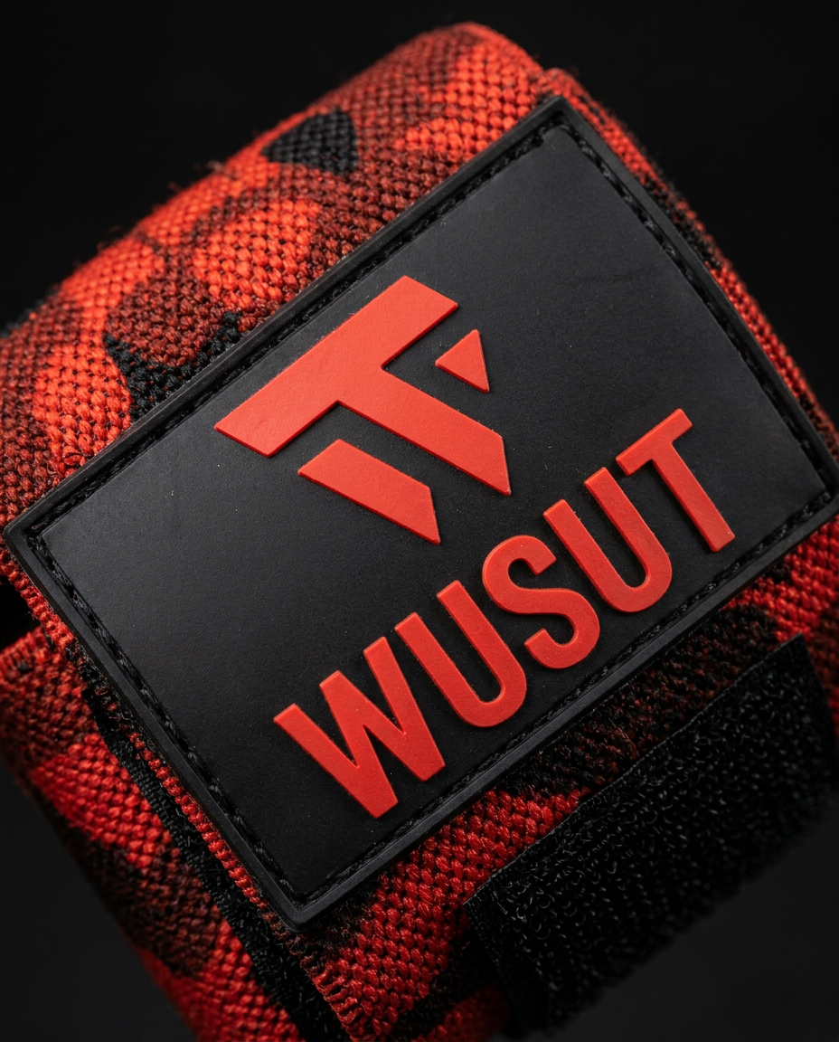 Adjustable Weightlifting Wrist Wraps - Camo Red
