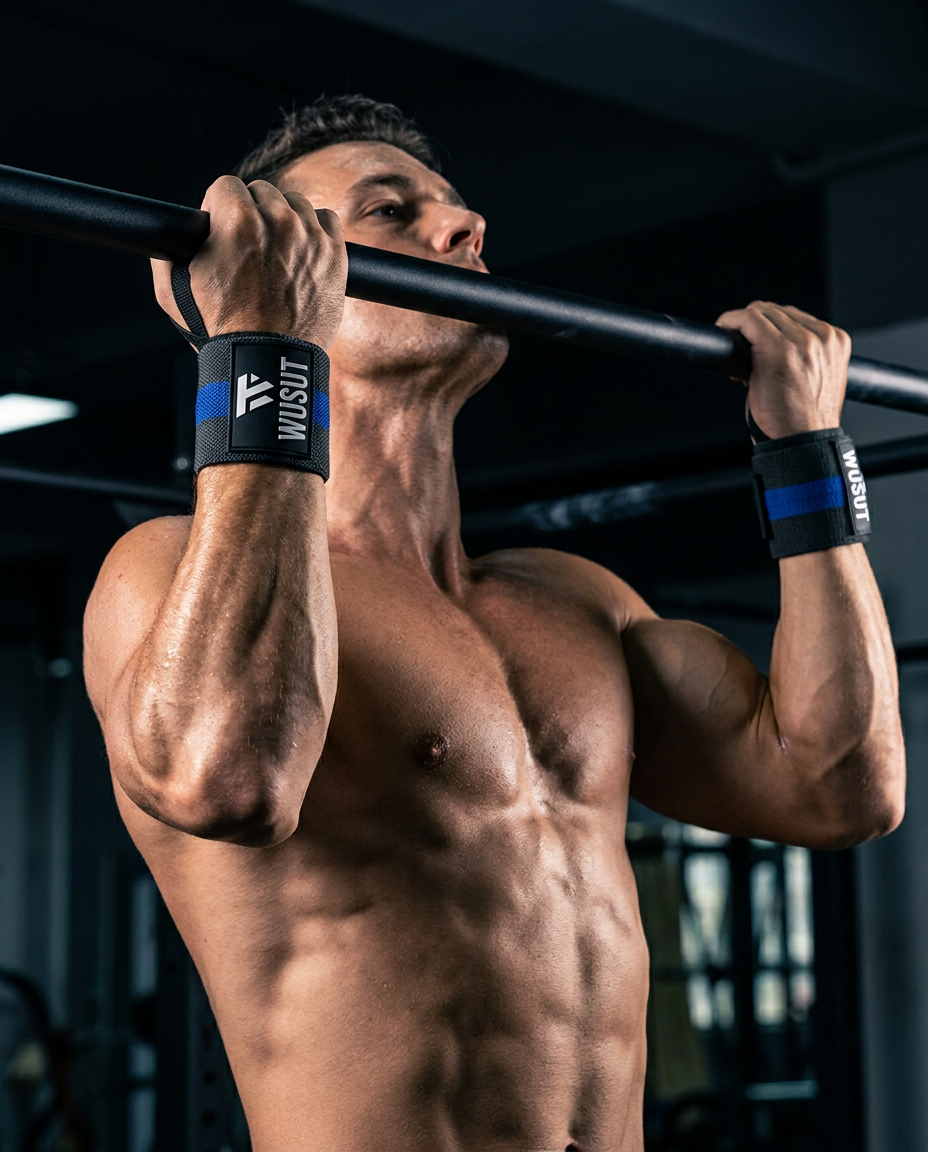 Adjustable Weightlifting Wrist Wraps - Grey / Blue