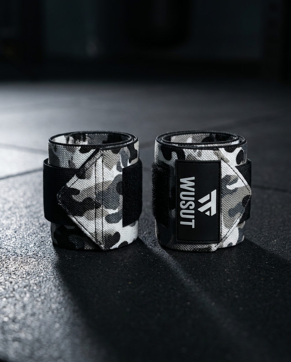 Adjustable Weightlifting Wrist Wraps - Camo White