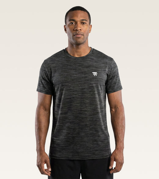 Men's Core Training Tee - (Lycra Shirt) Black Melange