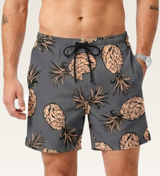 Men's Quick-Dry Swim Short - Charcoal Pineapple