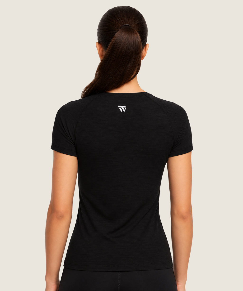 Women's Core Performance Raglan - (Round Neck Shirt) Black Shoot