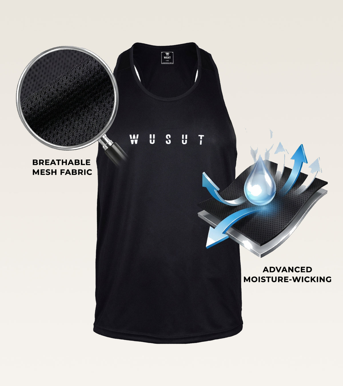 Mesh Performance Stringer - Black